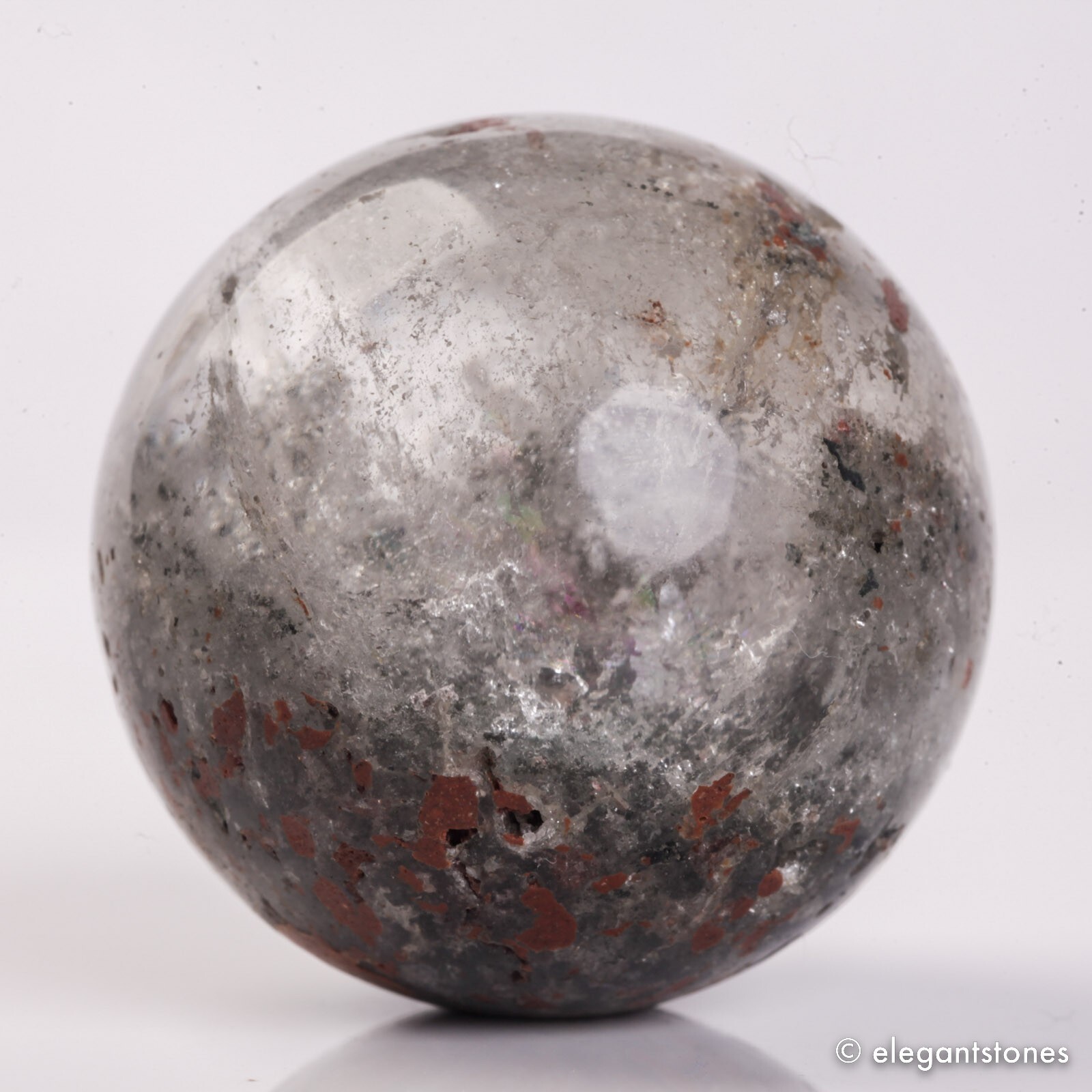 67g37mm Natural Garden/Phantom/Ghost/Lodolite Quartz Crystal Sphere Healing Ball