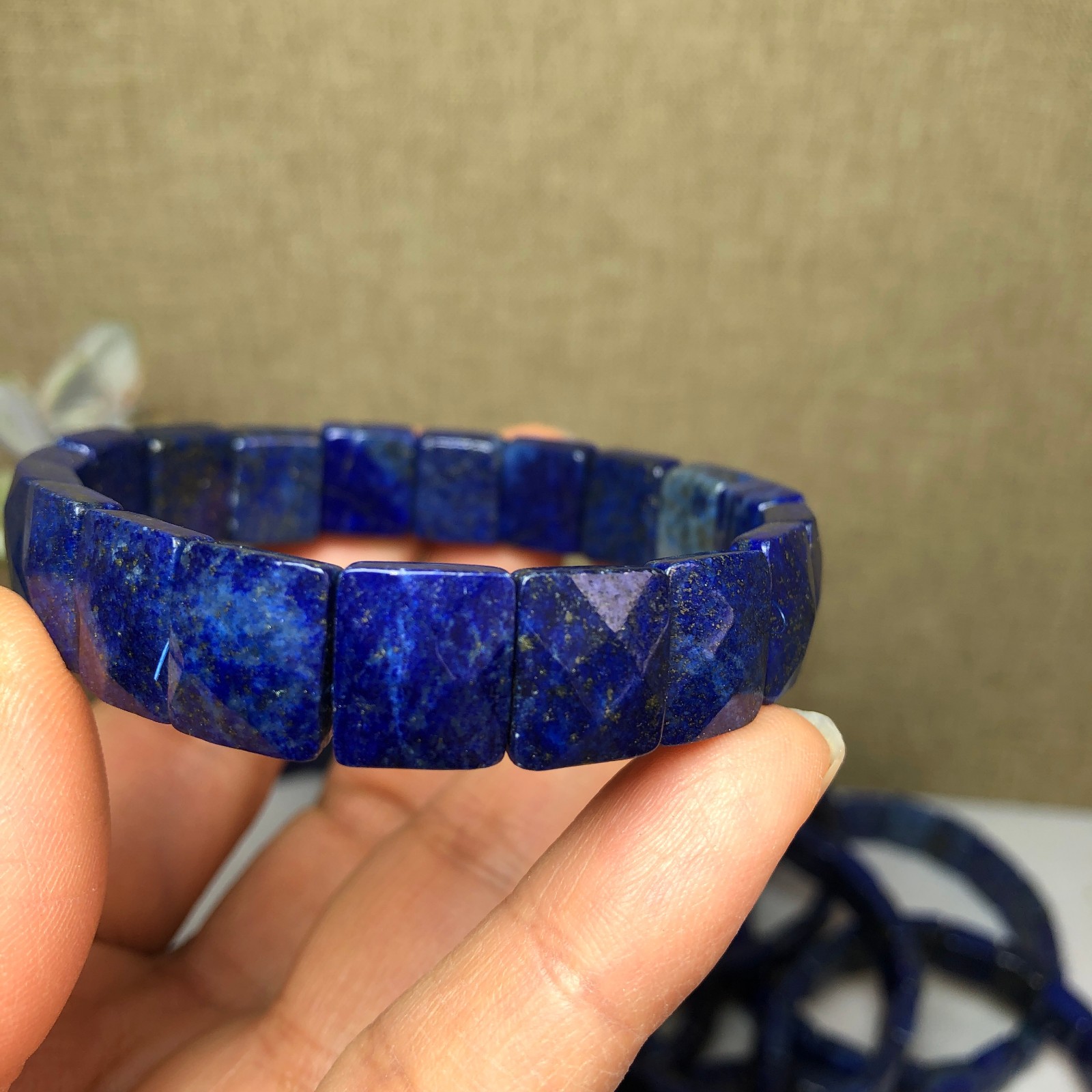 1pcsNatural lapis lazuli Stone Bracelet Brown Gemstone Stretch Bracelet Handmade