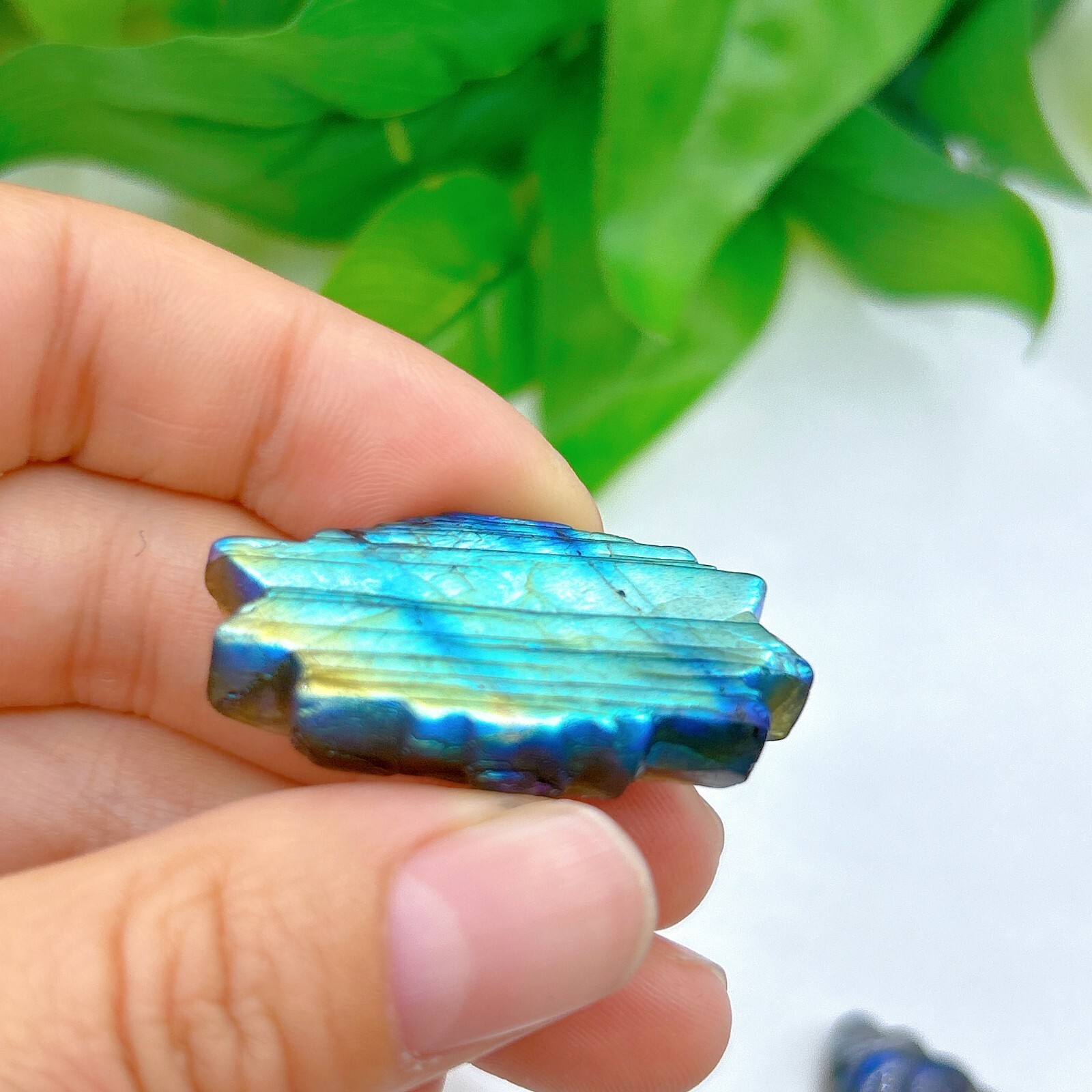 Natural labradorite Lotus flower Hand Carved crystal Healing