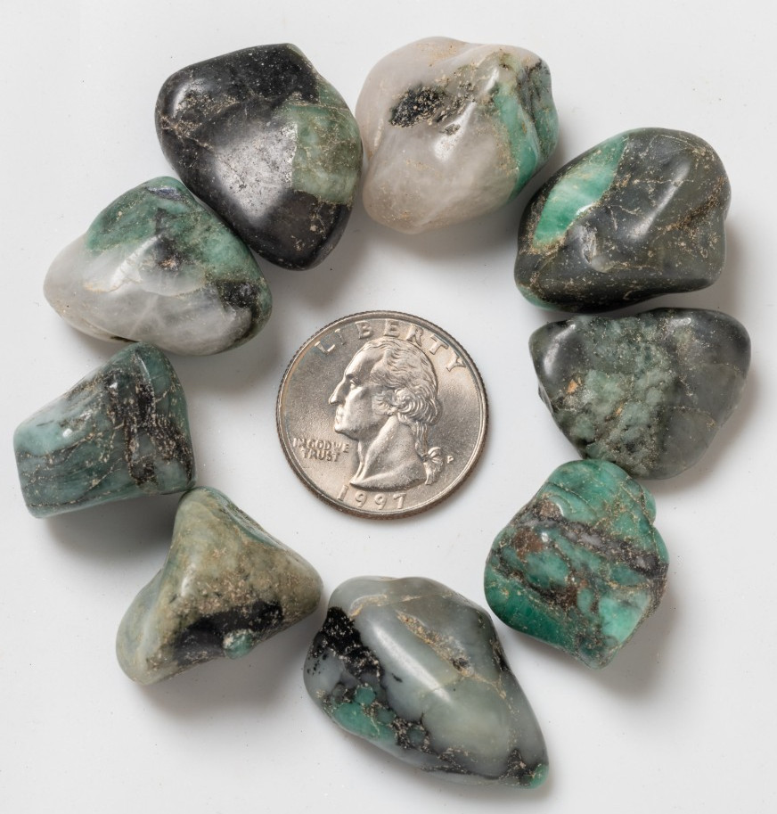 1/4 lb Natural Emerald Tumbled Small Gemstones Green Brazil 40-60 Stones