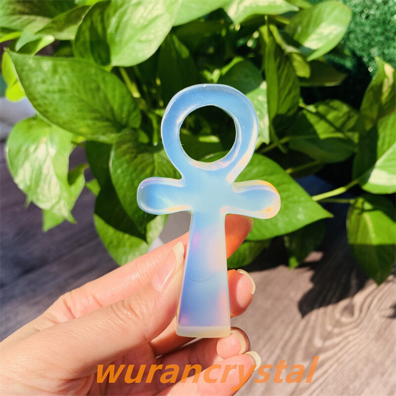 3″+ Natural Quartz Crystal Obsidian point Anka Life Key Life Symbol Cross gift