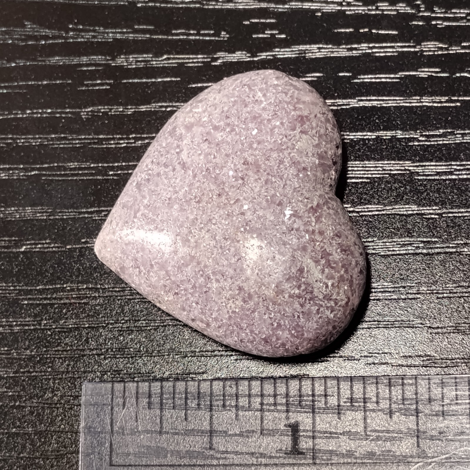 Lepidolite Polished Heart Sparkling Light Purple Palm Stone Natural Healing