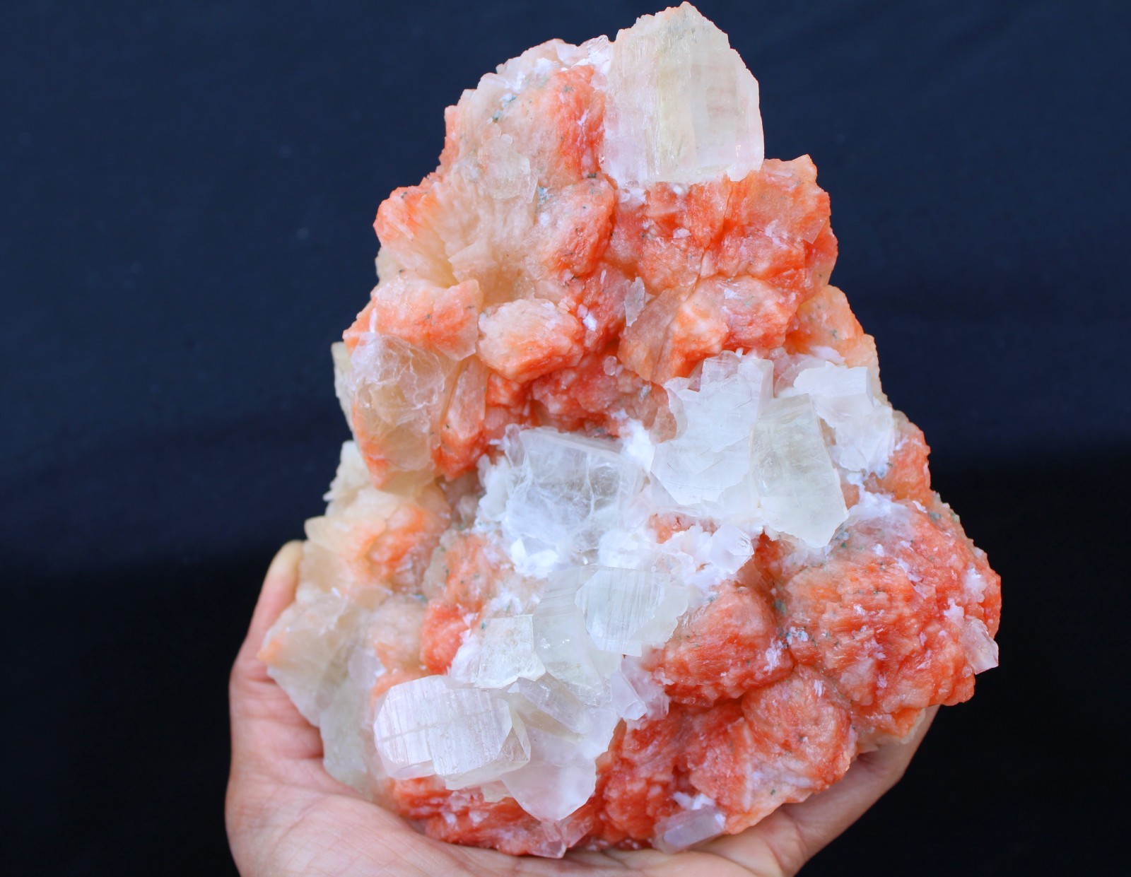 APOPHYLLITE CRYSTALS ON STILBITE MINERALS SPECIMEN#A22