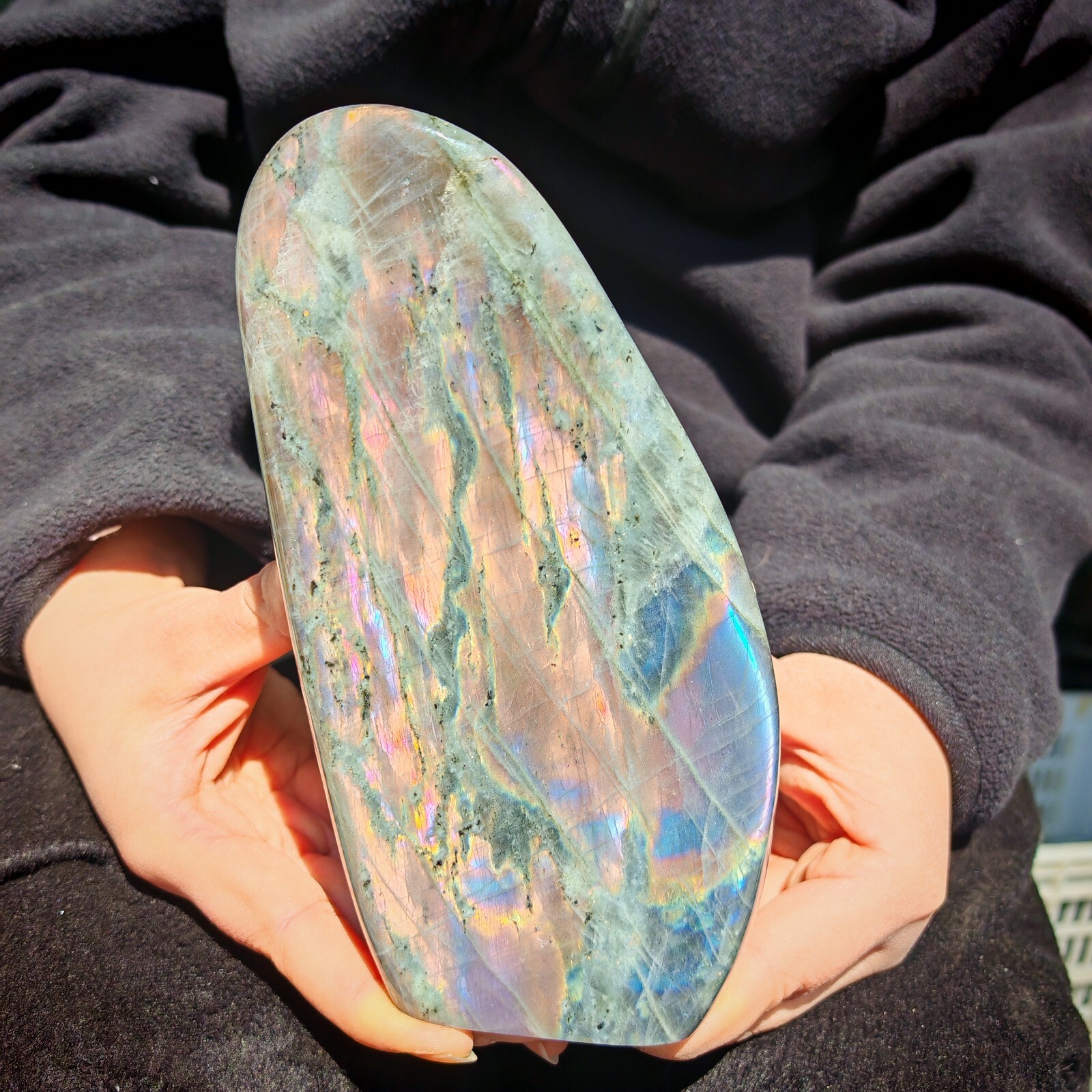 3.41LB RARE Natural crystal Labradorite that emits purple light beauty