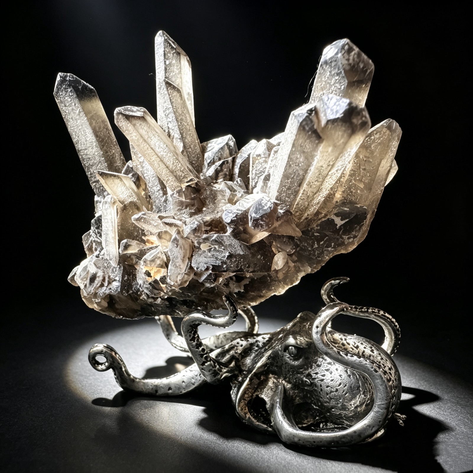 Natural Crystal Cluster Specimen Quartz Mineral Display Octopus Stand Desk Decor