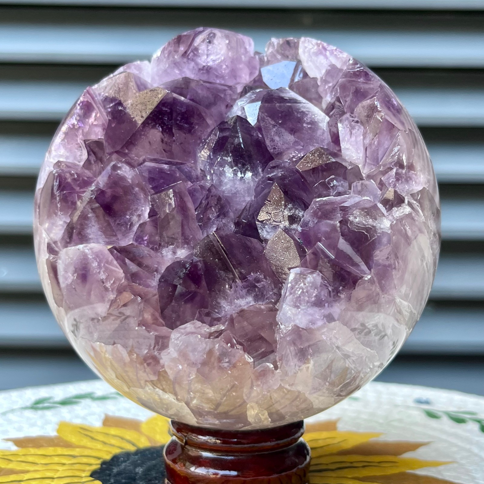 4.2 lb Amethyst Geode Crystal Sphere Natural Druzy Ball Agate Display Art Decor