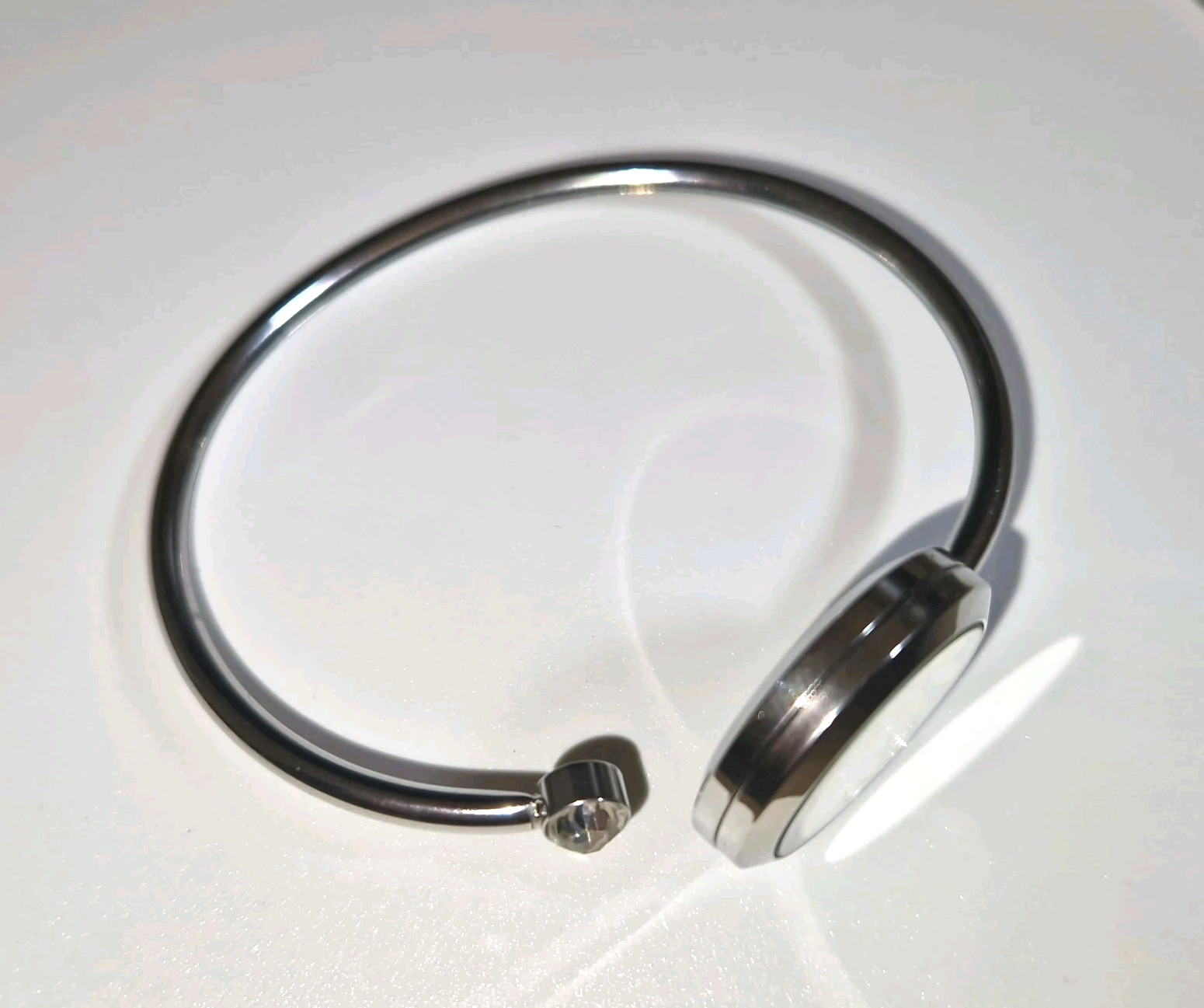 Natural Rough Ethiopian Opal Stainless Steel Bangle Great Colour Play