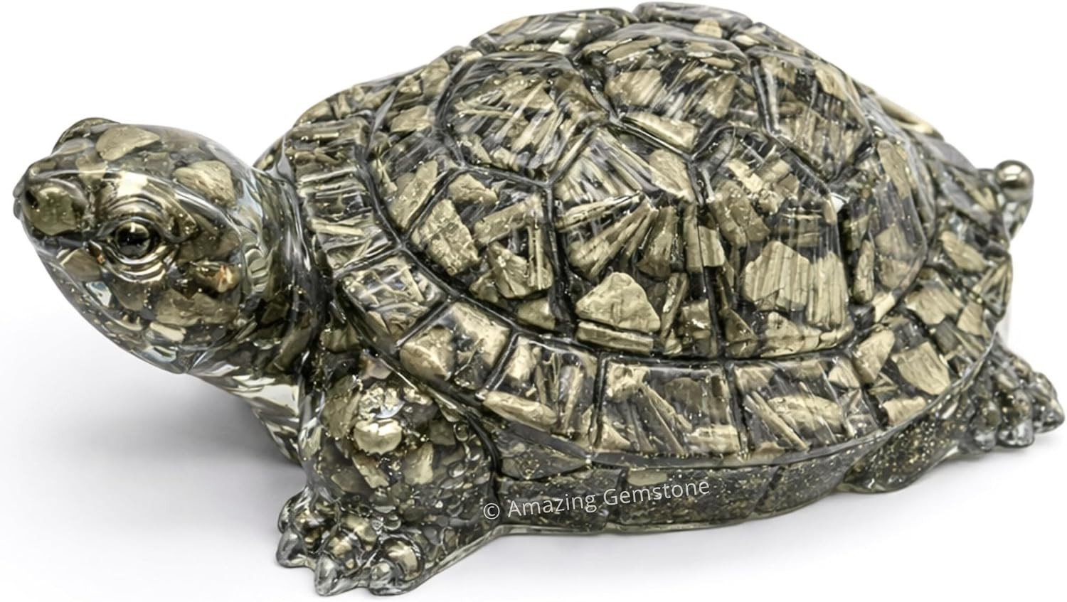Natural Pyrite Tortoise Turtle Figurine | Feng Shui Wealth & Good Luck Turtle Pr