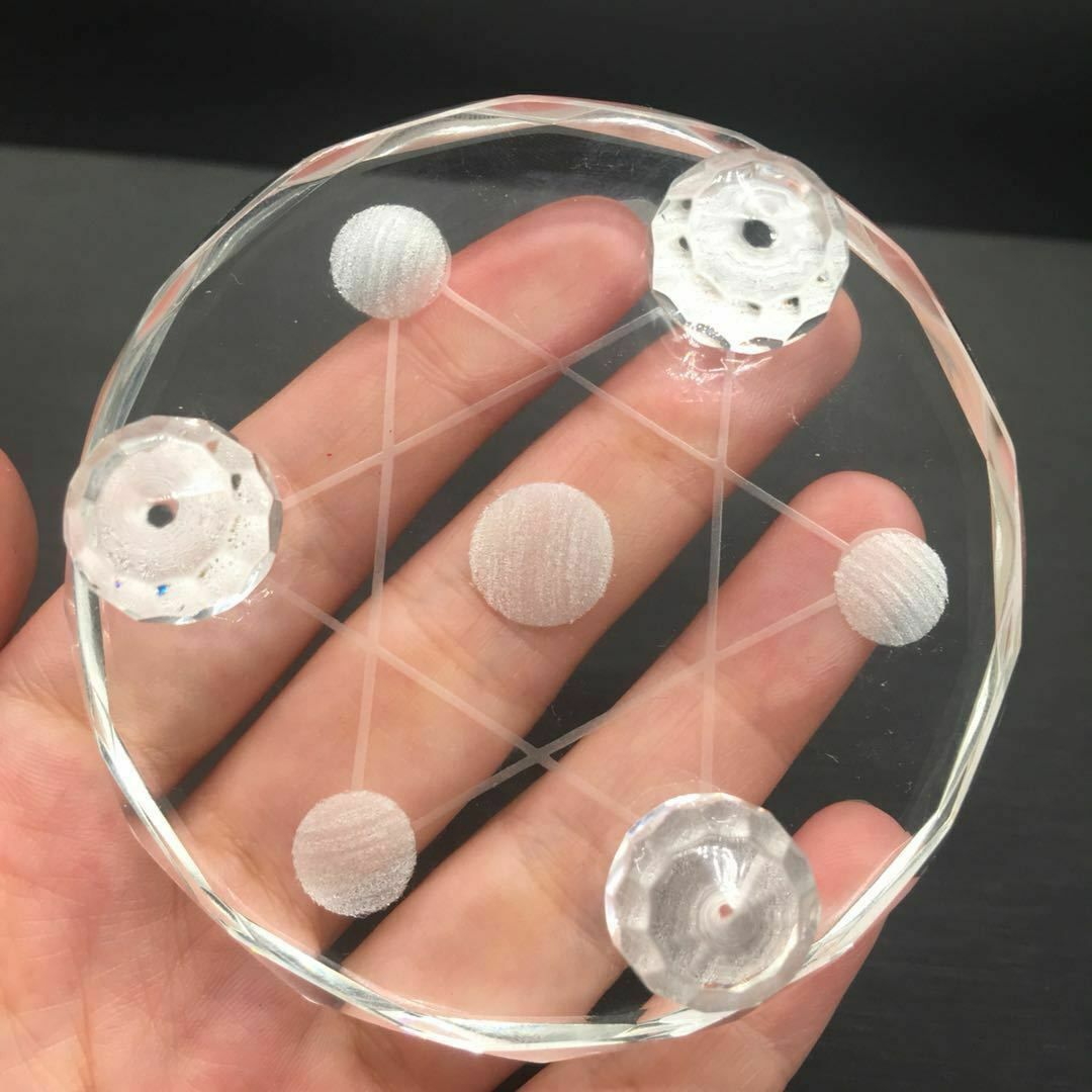 Asian Clear Polished Star Array Plate Quartz Crystal Healing Balls Sphere Stand