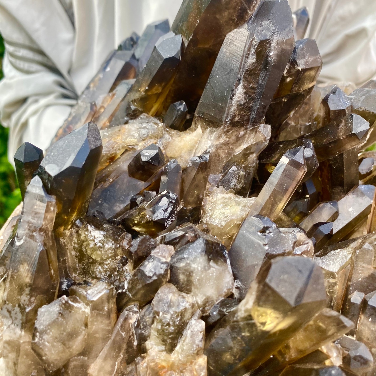 16.9LB Natural Black Smoke Color Quartz Cluster Crystal Specimens Mineral Healin