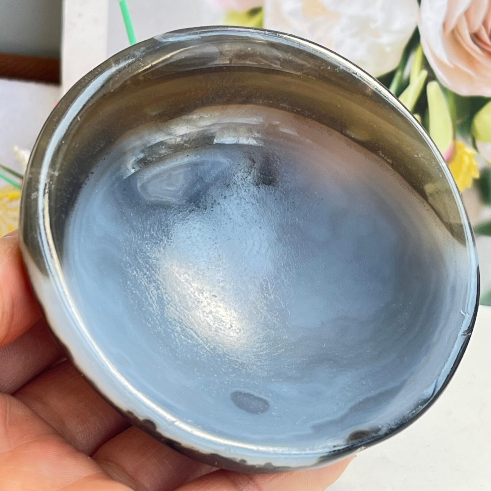 184 TOP Rare Natural Agate ashtray Polished Coin Dish Madagascar MD4