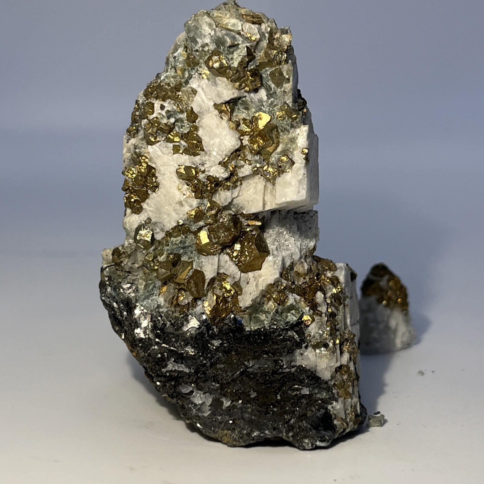175g Rare Golden Chalcopyrite Iron Pyrite Gemstone Mineral Specimen in Calcite