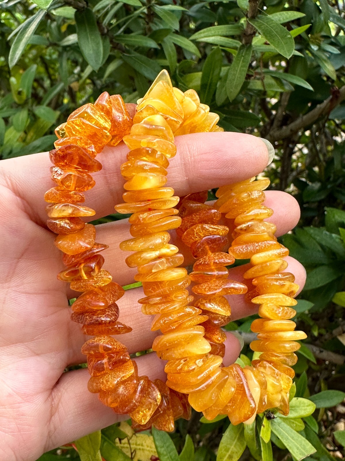 Grade A++ Amber Crystal Chips Bracelet 8-12mm, Genuine Crystal Amber Bracelets