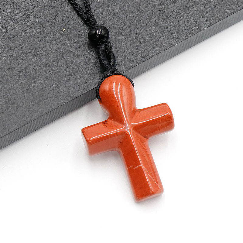 Natural Quartz Crystal Gemstone Crucifix Pendant Healing Reiki Necklace Amulet