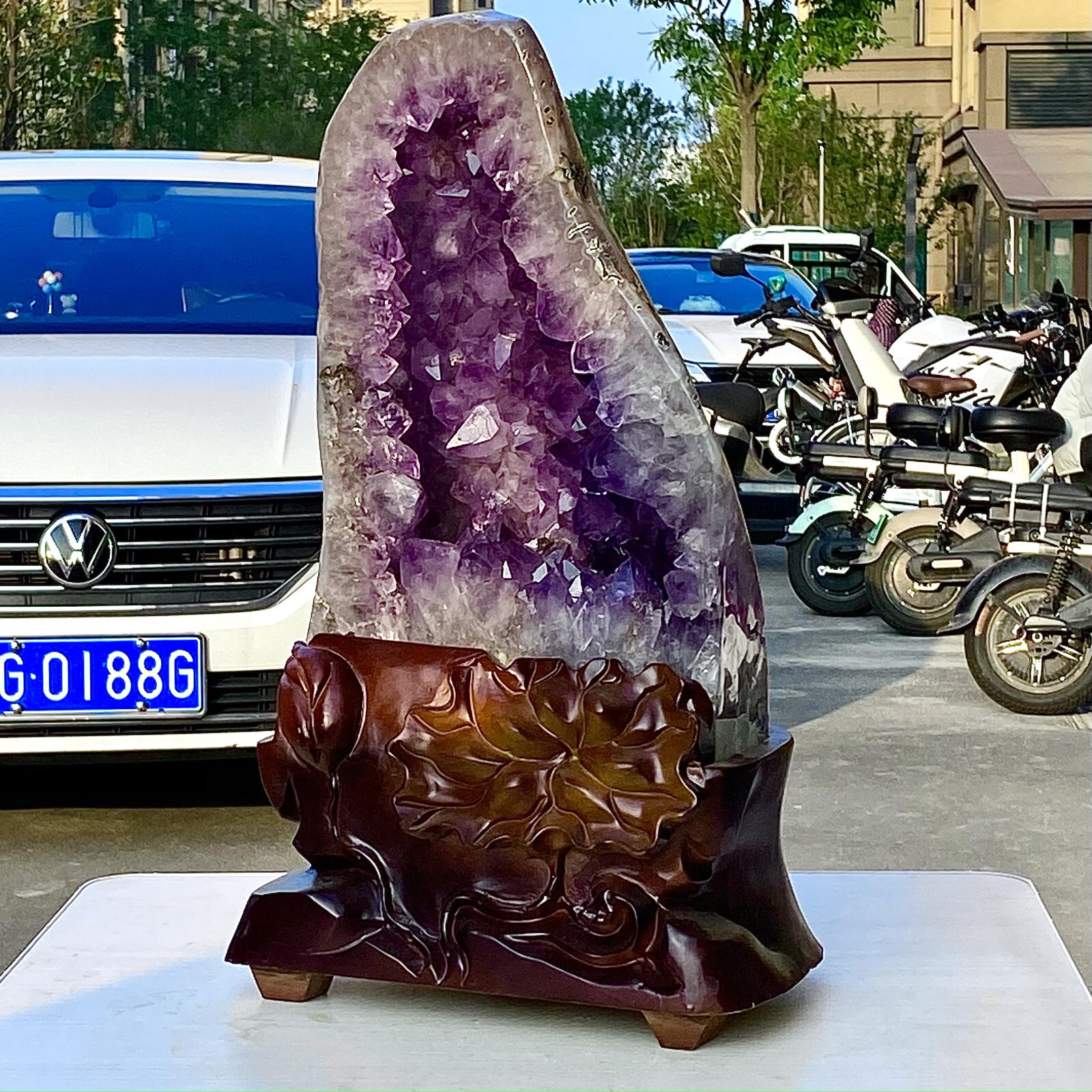 35.2LB Brazilian Amethyst Crystal Cave Stone Cluster Quartz Geode Healing
