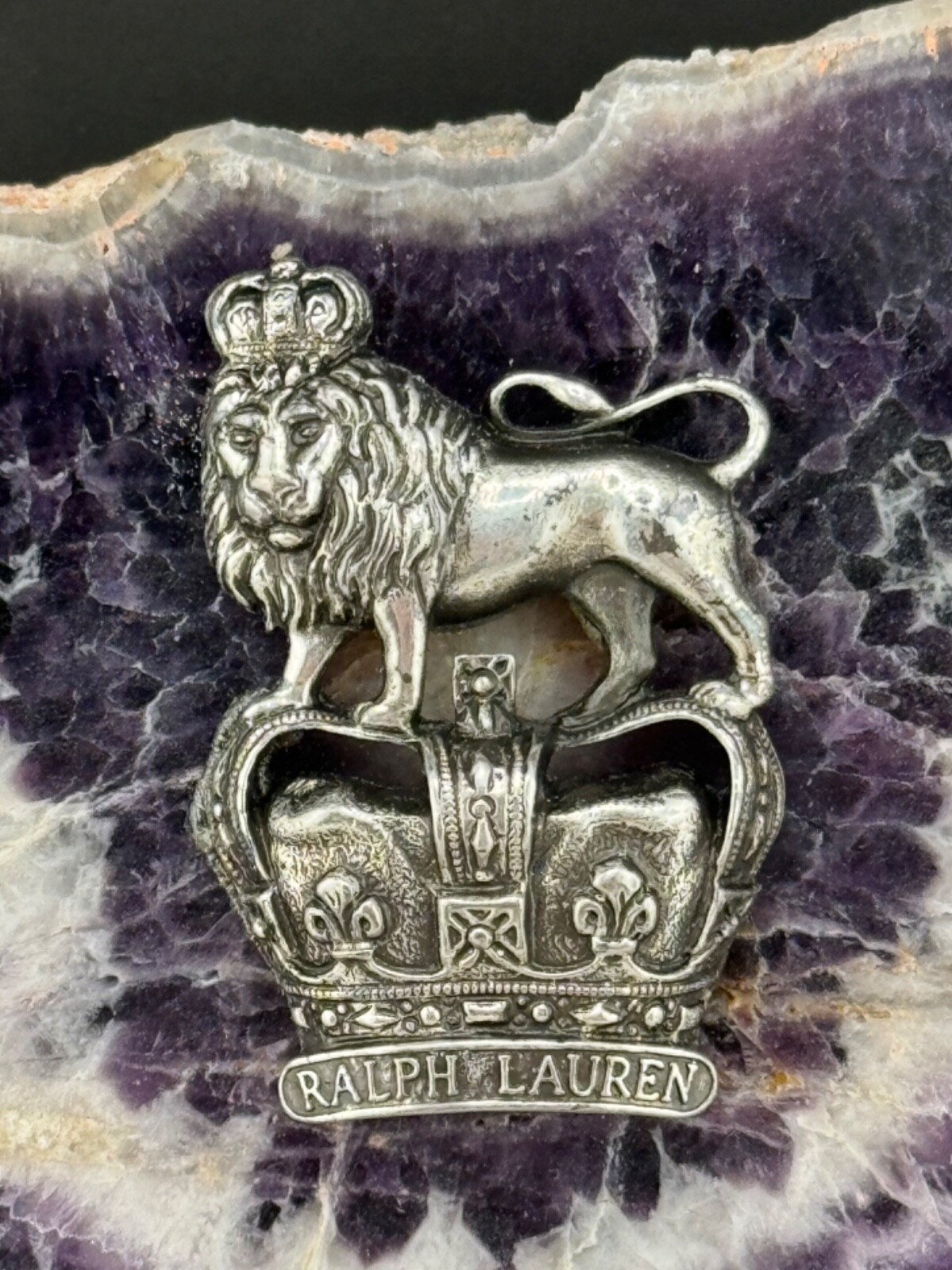 431 gr. Amethyst Chevron Slab Sterling Silver Ralph Lauren Paperweight Gorgeous