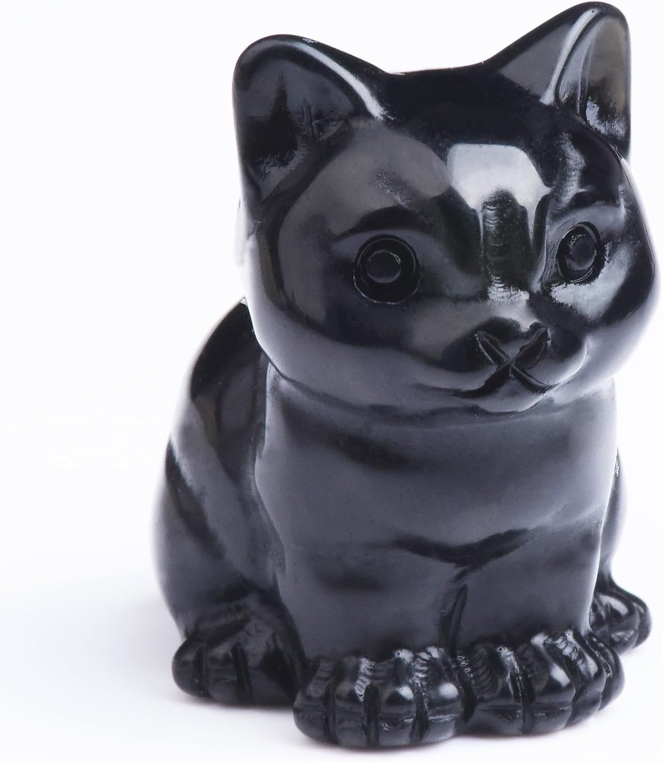 Crystal Cat Figurine Hand Carved Gemstone Kitten Statue Home Decor Lucky Gift