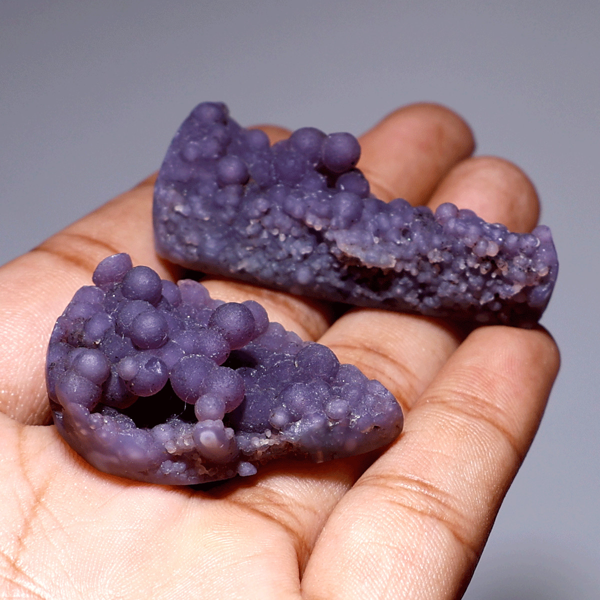 Dreamwork & Intuition— 2 PC Mystic Grape Agate Drusy Crystals— Rare Bubble Pair