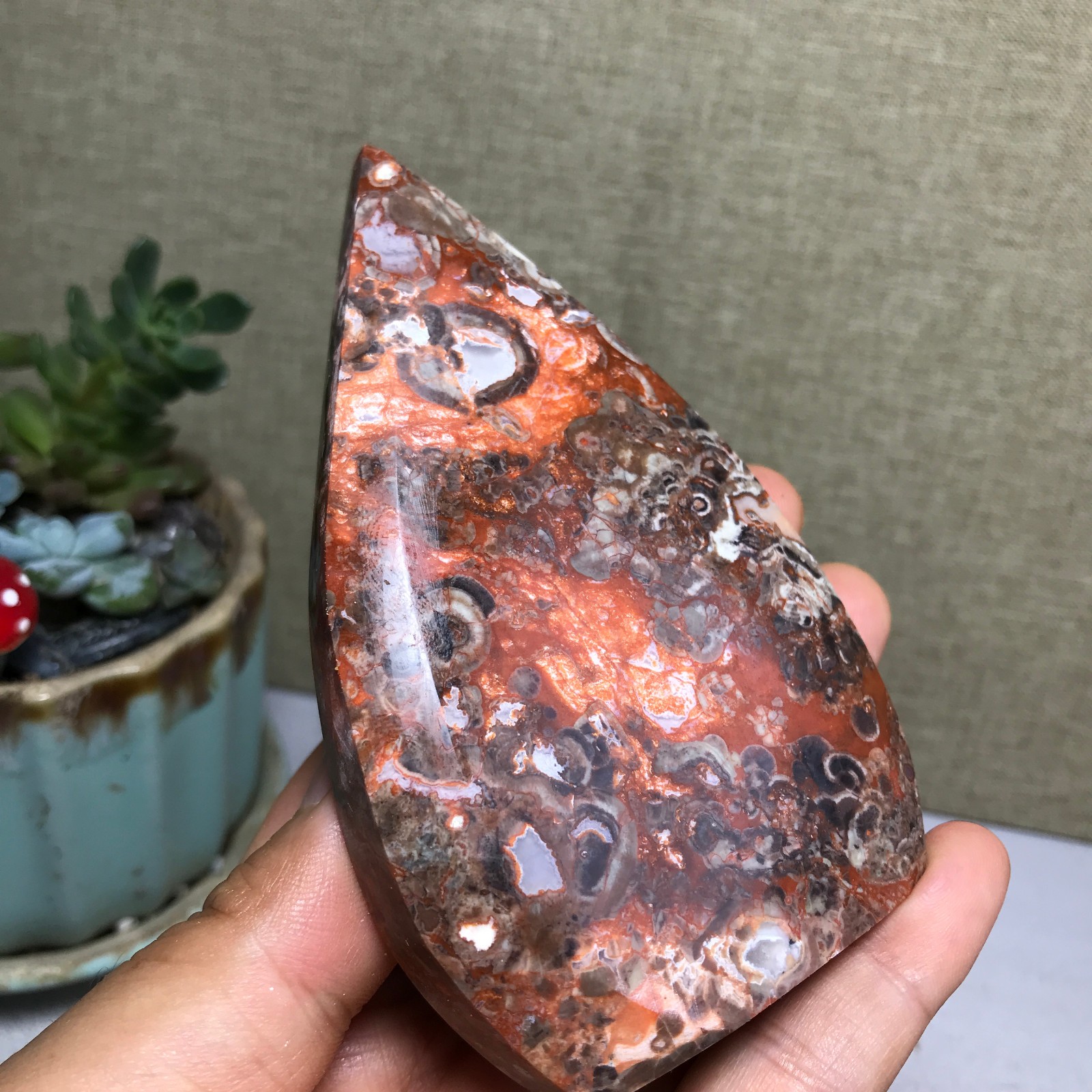 Natural Indonesian Bloodstone agate point leaf Crystal specimens 164g A5133