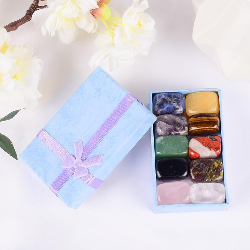 10 Pcs /Set Natural Tumbled Stone 15-20Mm Mix Rock and Quartz Rose Bead Chakra H