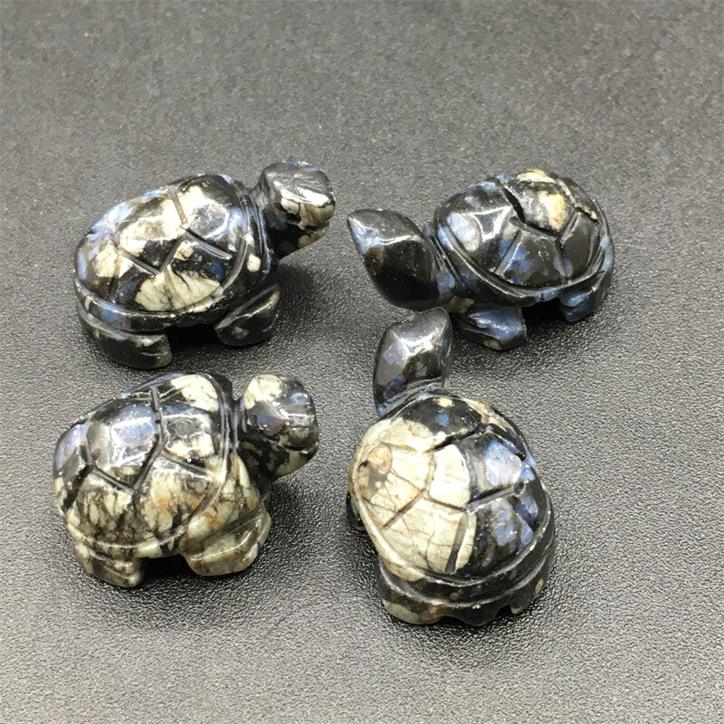 4pcs Natural Llanite Quartz Crystal Hand Carved Tortoise Skull Reiki Healing