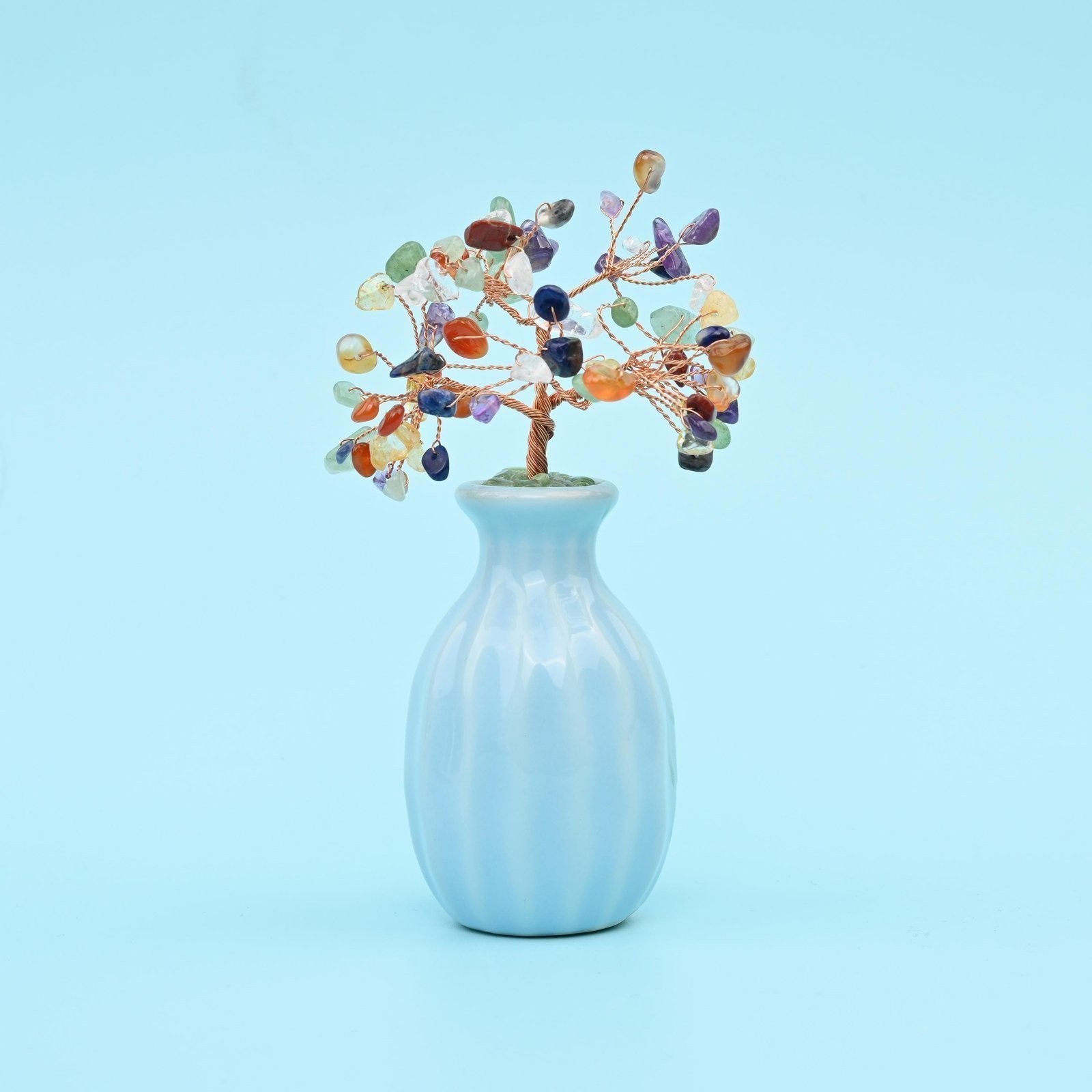 5 Inch Small Blue Flower Vase Gemstone Tree