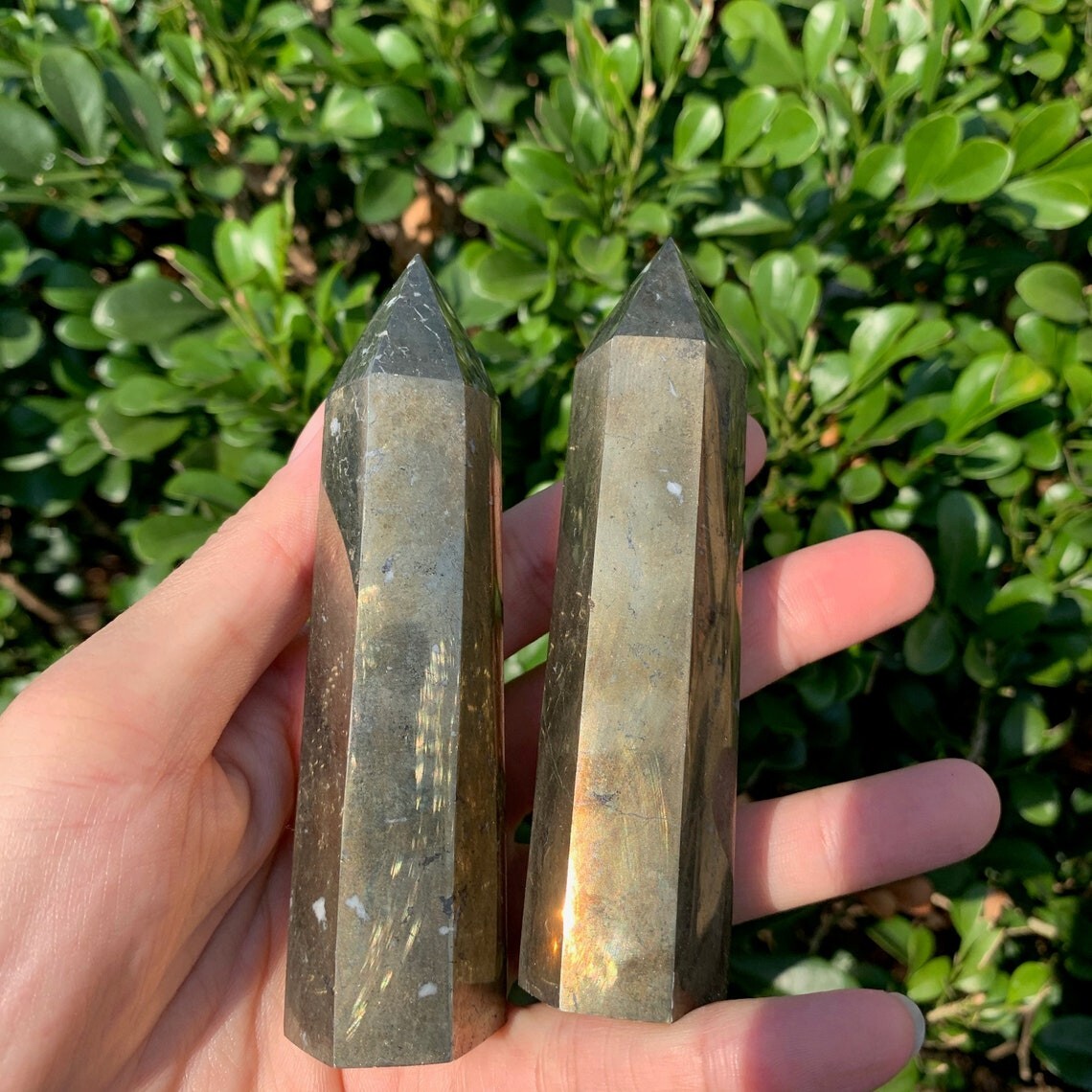 3 ~ 4 inch Gray Pyrite Point Obelisk Crystal Tower Decoration Home Decoration