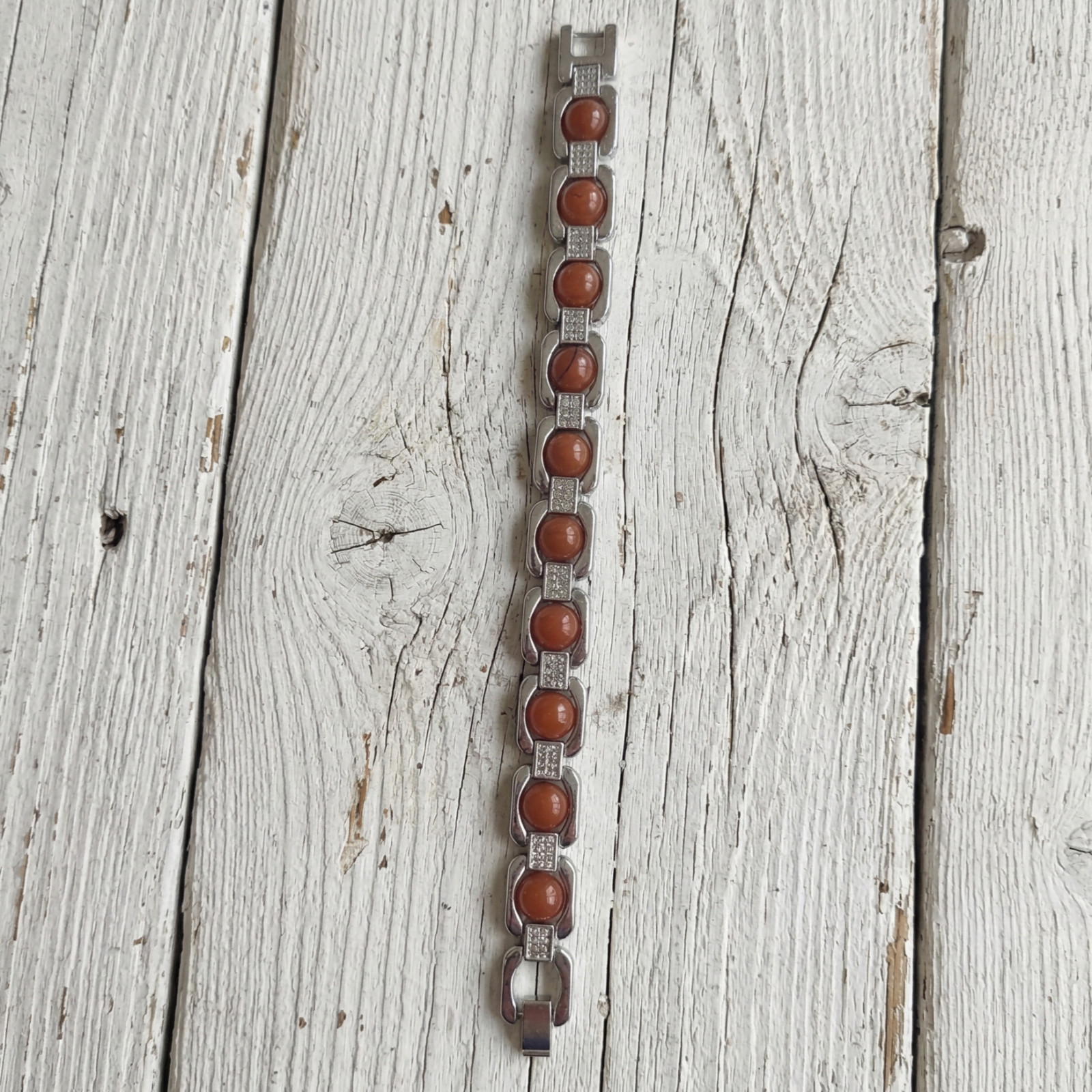 Natural Red Jasper Silver Plated Bracelet, Smooth Round Stones, Statement Look