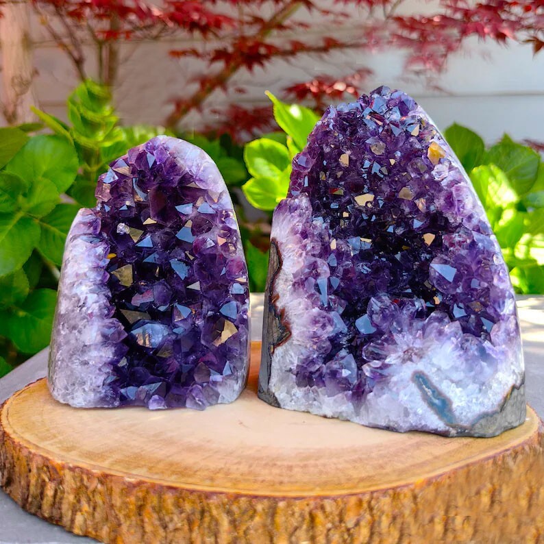 250g-350g Amethyst Cut Base Cluster Crystal Quartz Geodes Free Standing Cluster