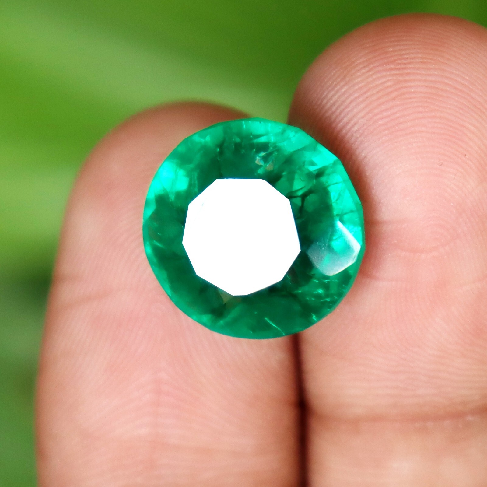 9.80 Ct Green Emerald Certified Natural Colombian Round Cut Loose Gemstone