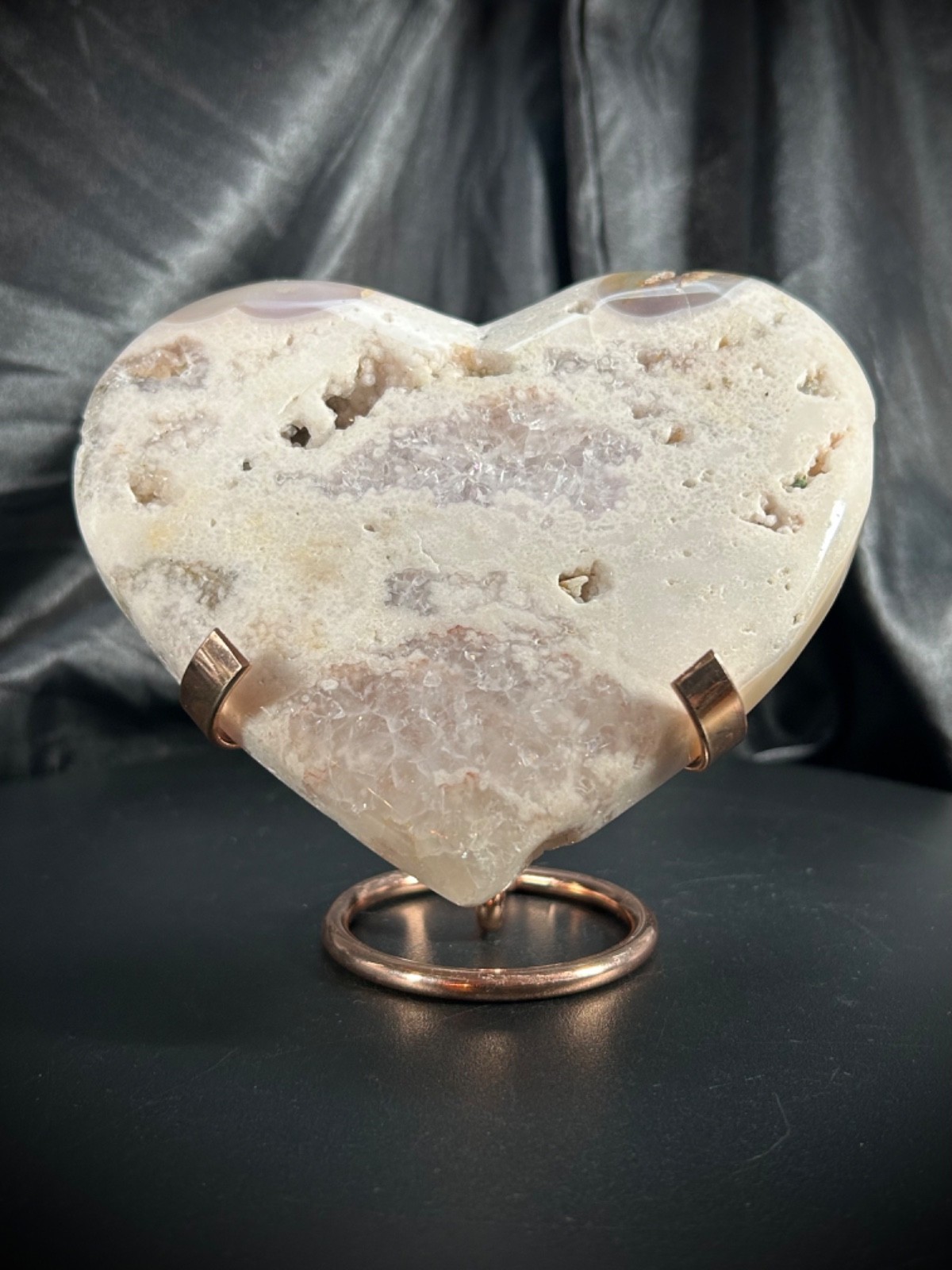 5.11″ Lovely Pink Amethyst Heart With Metal Stand 1lb 1.6oz (500 grams)