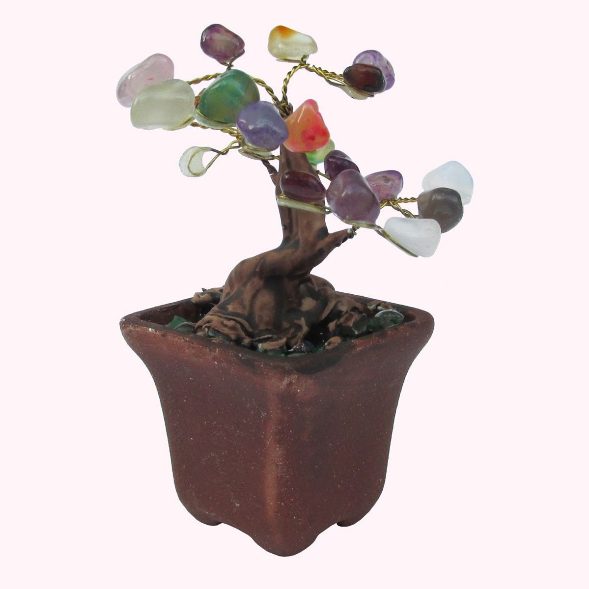 Gemstone Bonsai Chakra Tree, Mixed Gems, 4″