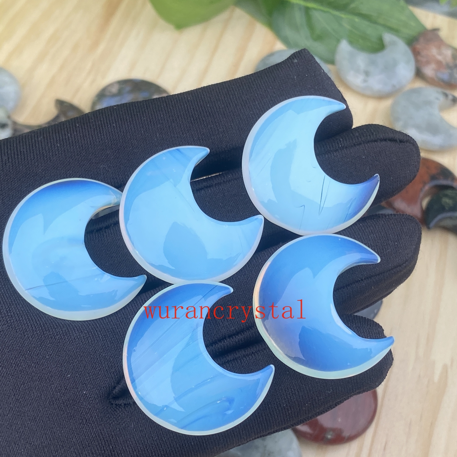 A+ Opalite moon Quartz crystal skull carved Healing point Gem Reiki gifts 5pcs