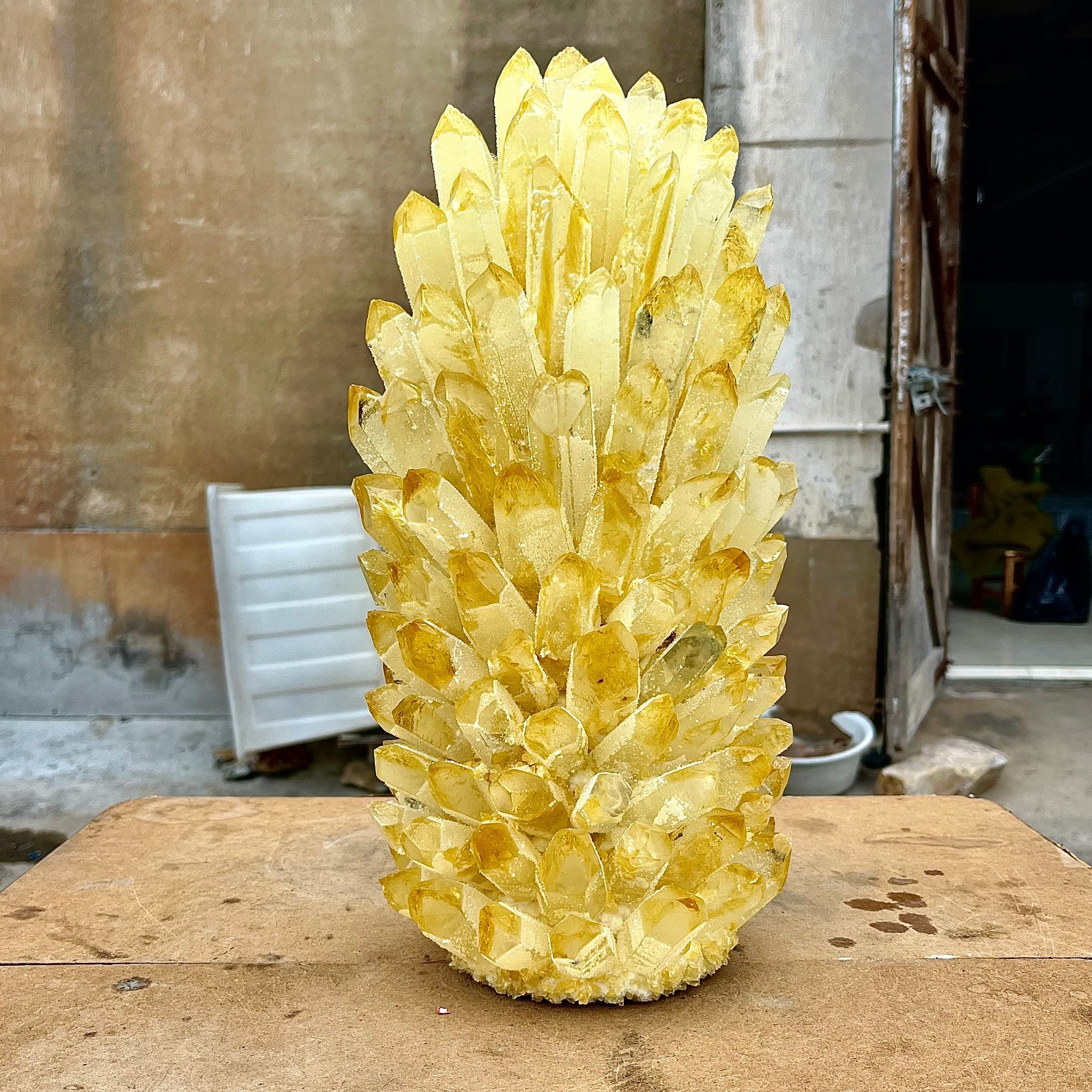 29.48LB Yellow Ghost Phantom Crystal Cluster Flower Raw Crystal Heal Quartz Deco