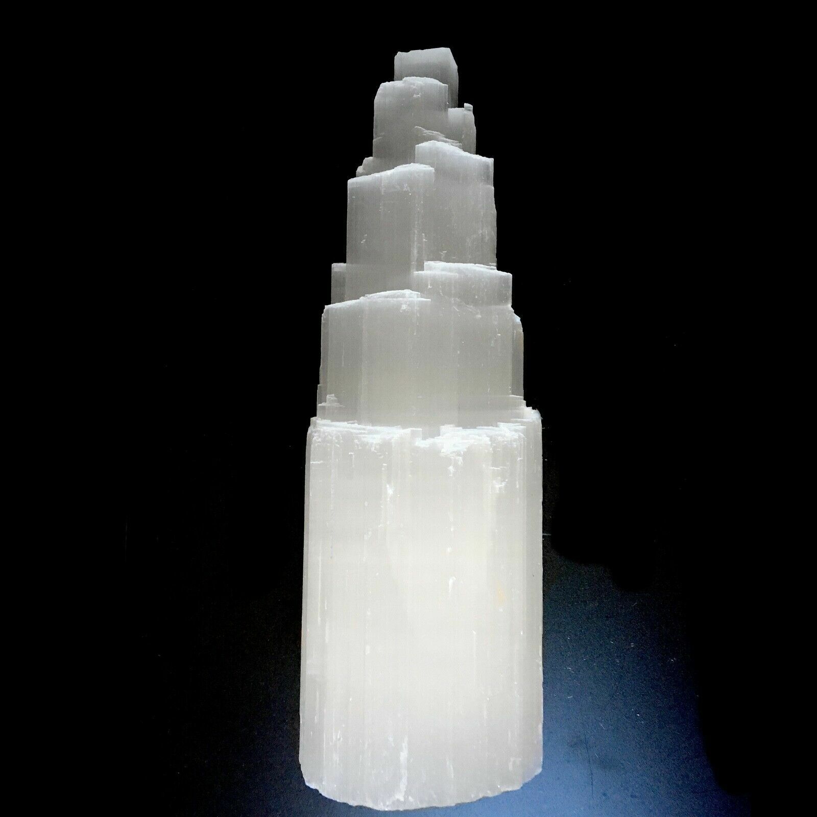 XL ” Selenite Crystal Tower Lamp Natural Healing Light w/ LED Cord & Bulb 12″
