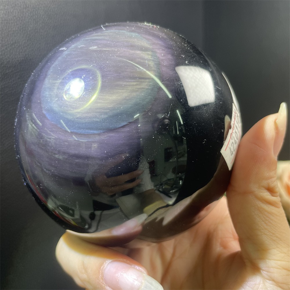 2LB 3.5″ Natural Rainbow Obsidian Sphere Ball Carved Crystal Quartz Decor Reiki
