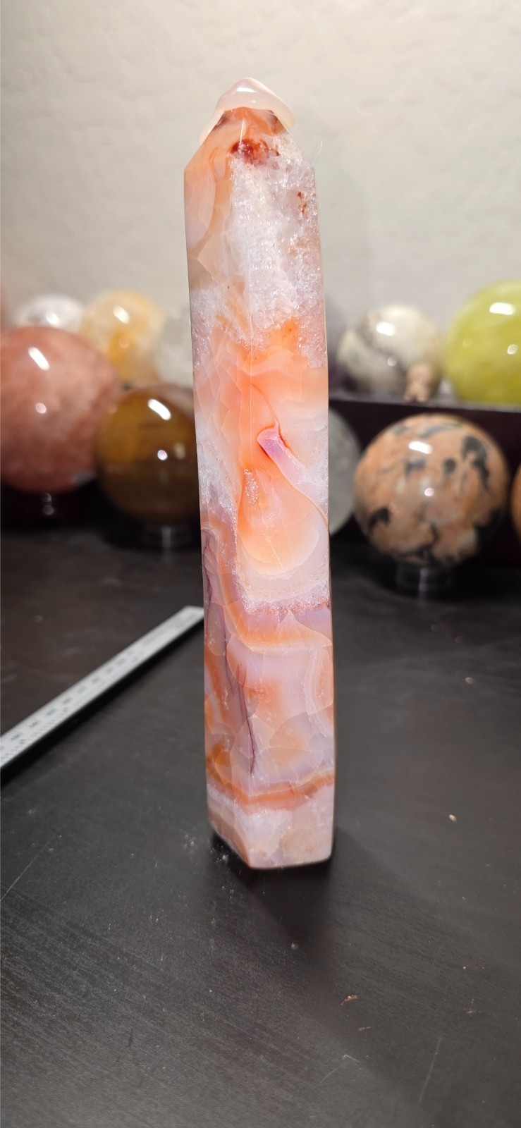 Vibrant Light Pink Carnelian Tower – 8 Tall, 1lb 1oz
