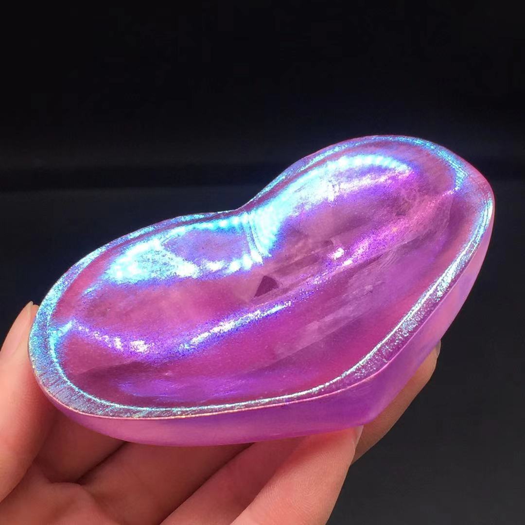 Aura Angel Natural Gypsum Selenite Quartz Heart Shape Bowl Healing Decorate 1Pc