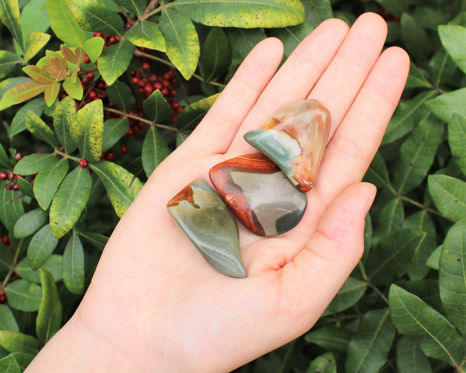 Polychrome Jasper Tumbled Stones: Choose How Many Pieces A Grade (Desert Jasper)