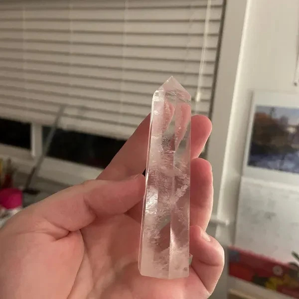 Natural Clear Quartz Tower Point White Quartz Crystal Healing Obelisk Home Decor