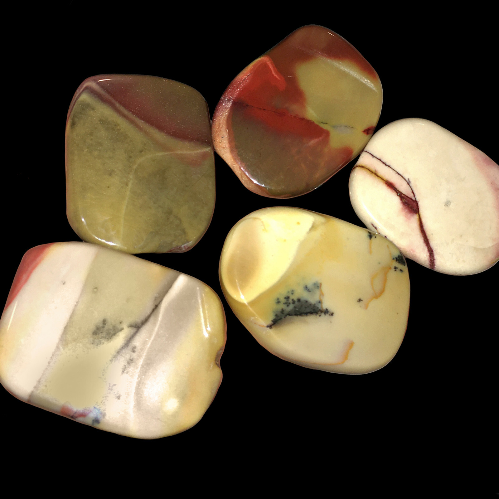 Natural Mookaite Jasper Palm Stone Rock Crystal Healing Reiki Polished Worry Sto