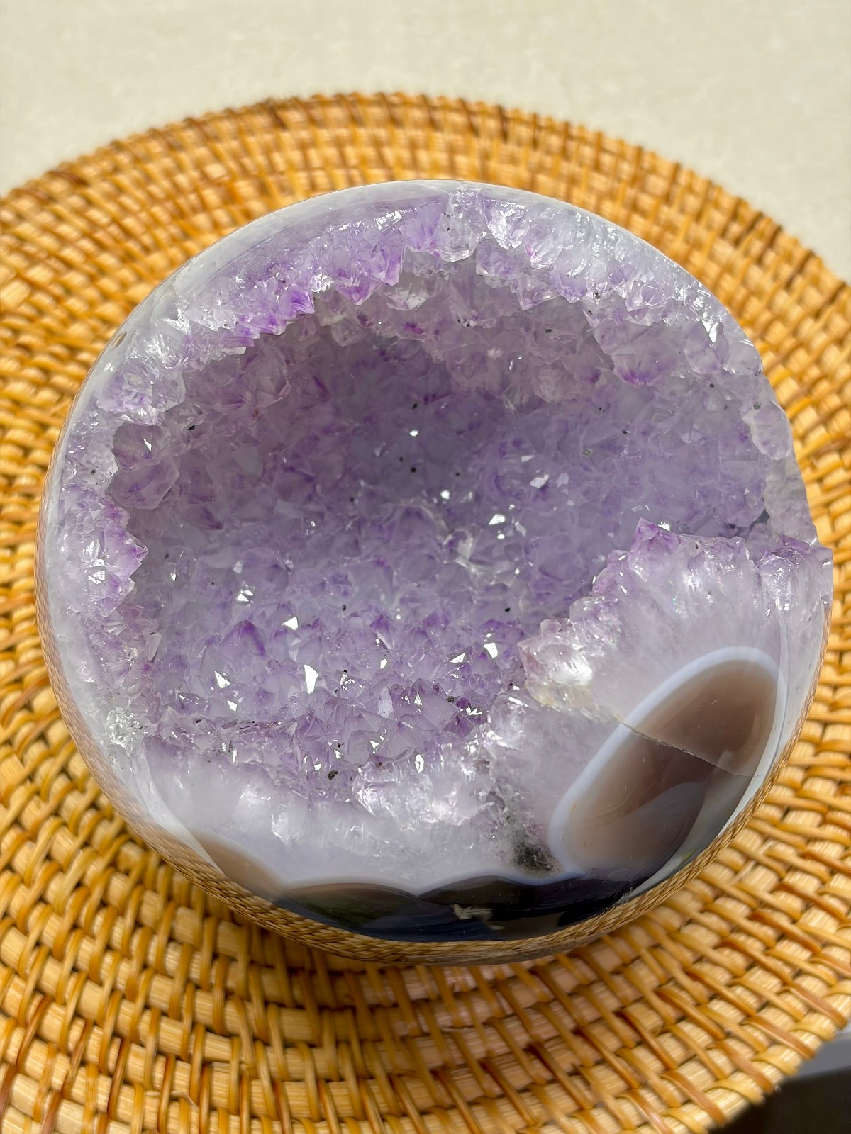 4.3 lb Natural Amethyst Geode Sphere Crystal Druzy Ball Polished Agate Decor