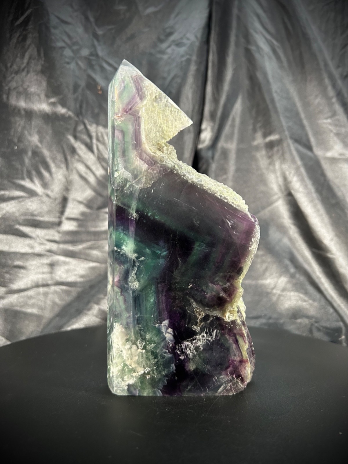 7.5″ Rainbow Fluorite 4 Polished side/1 Raw Side Tower Freeform 2lb 8.7oz