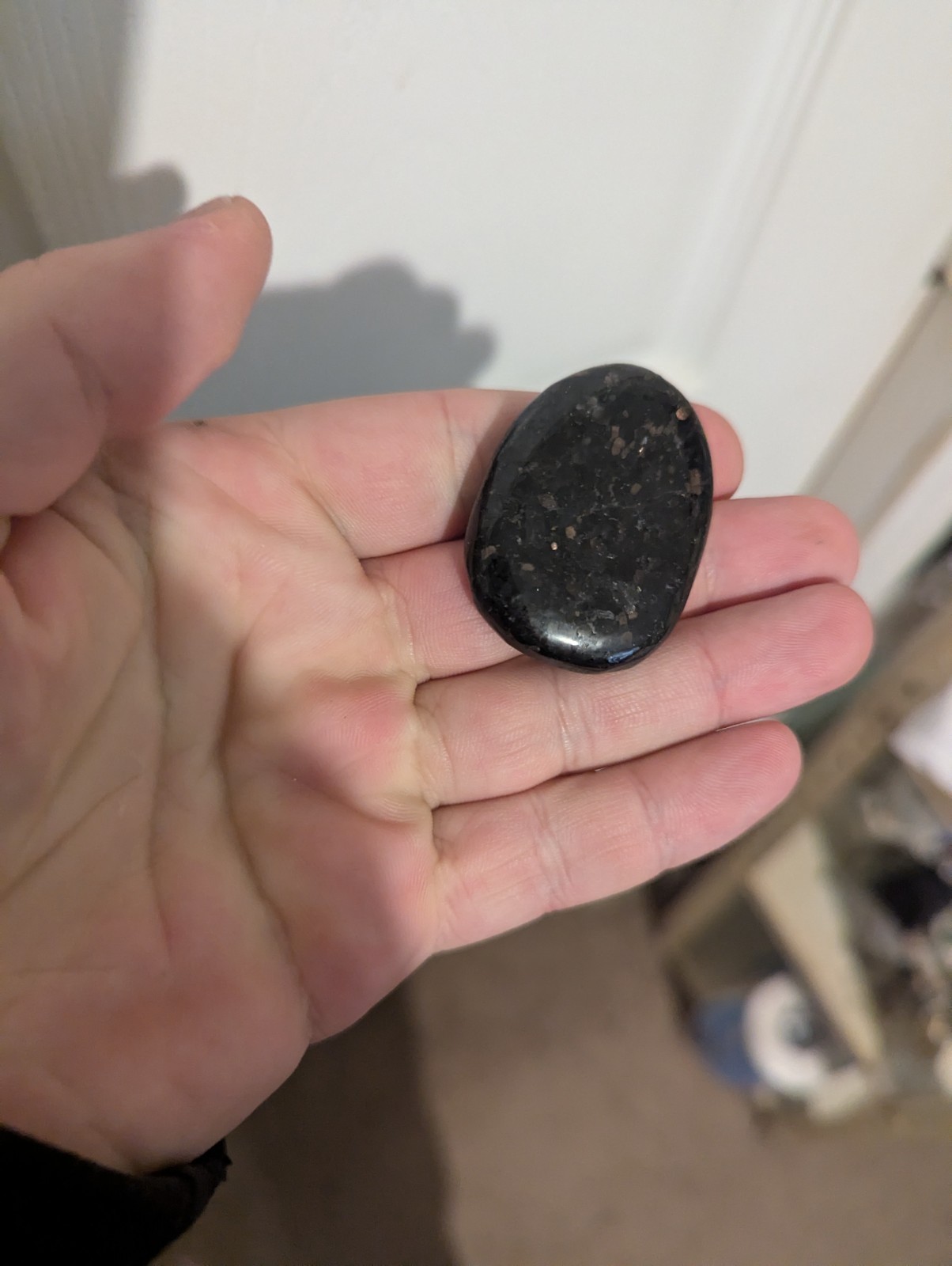 Flat Round Ovular sparkling Palm Stone