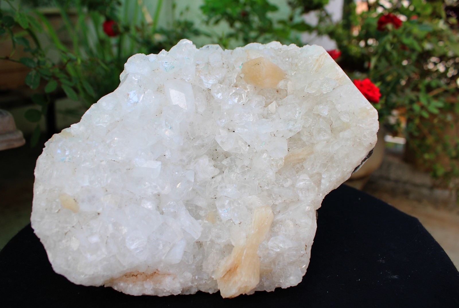 APOPHYLLITE CRYSTALS w/ STILBITE ON MATRIX MINERALS SPECIMEN