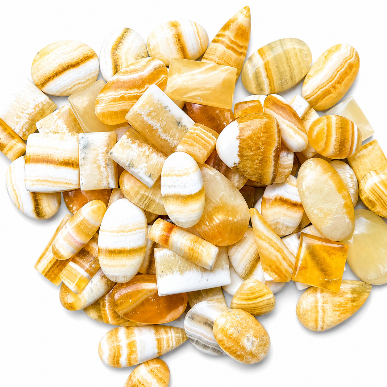 Natural Honey Calcite Assorted Shape Cabochons Mixed Size Loose Gemstone Lot