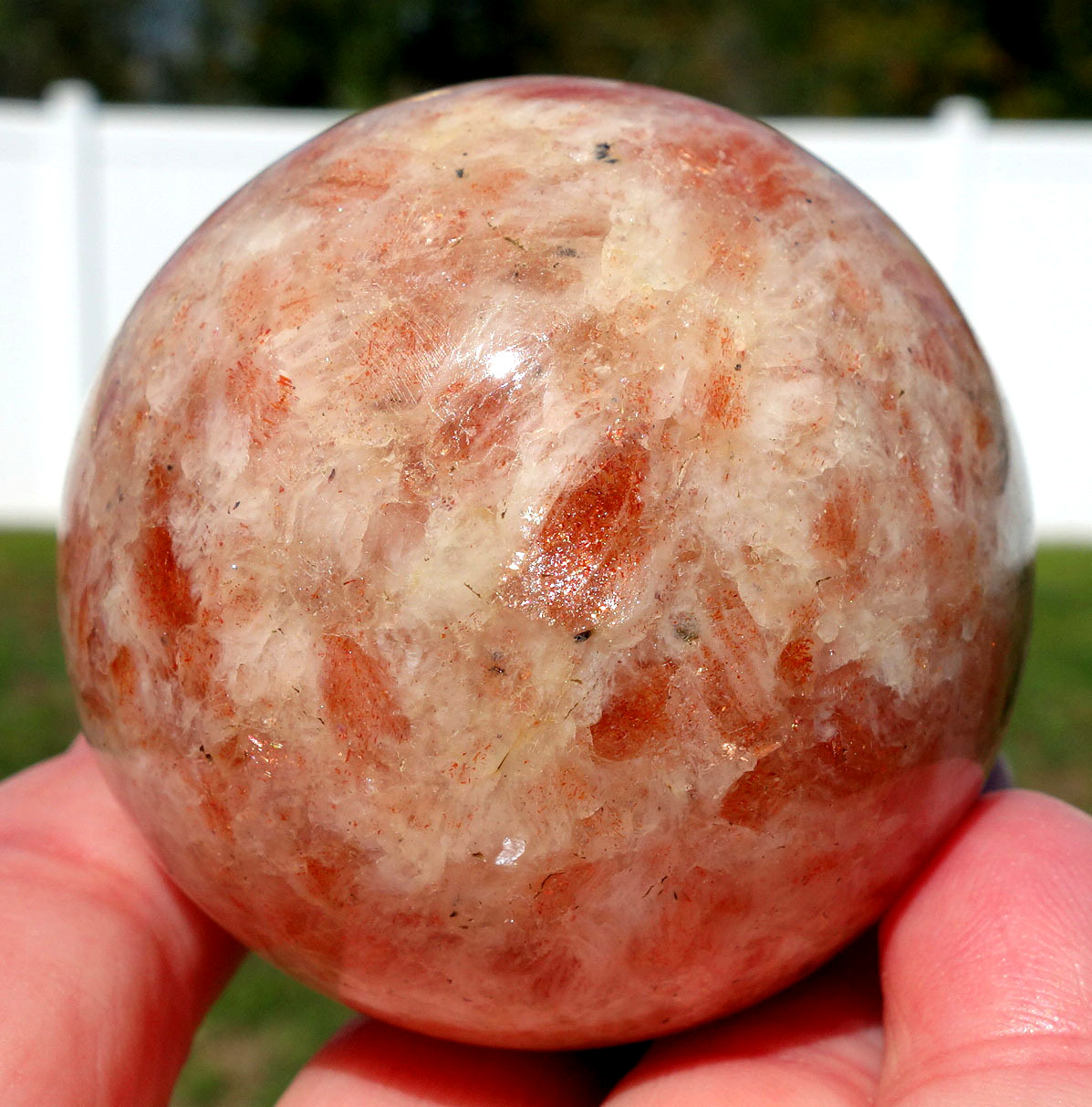 Sweet SUNSTONE Crystal Sphere from India aka the Orange Sun Ball For Sale