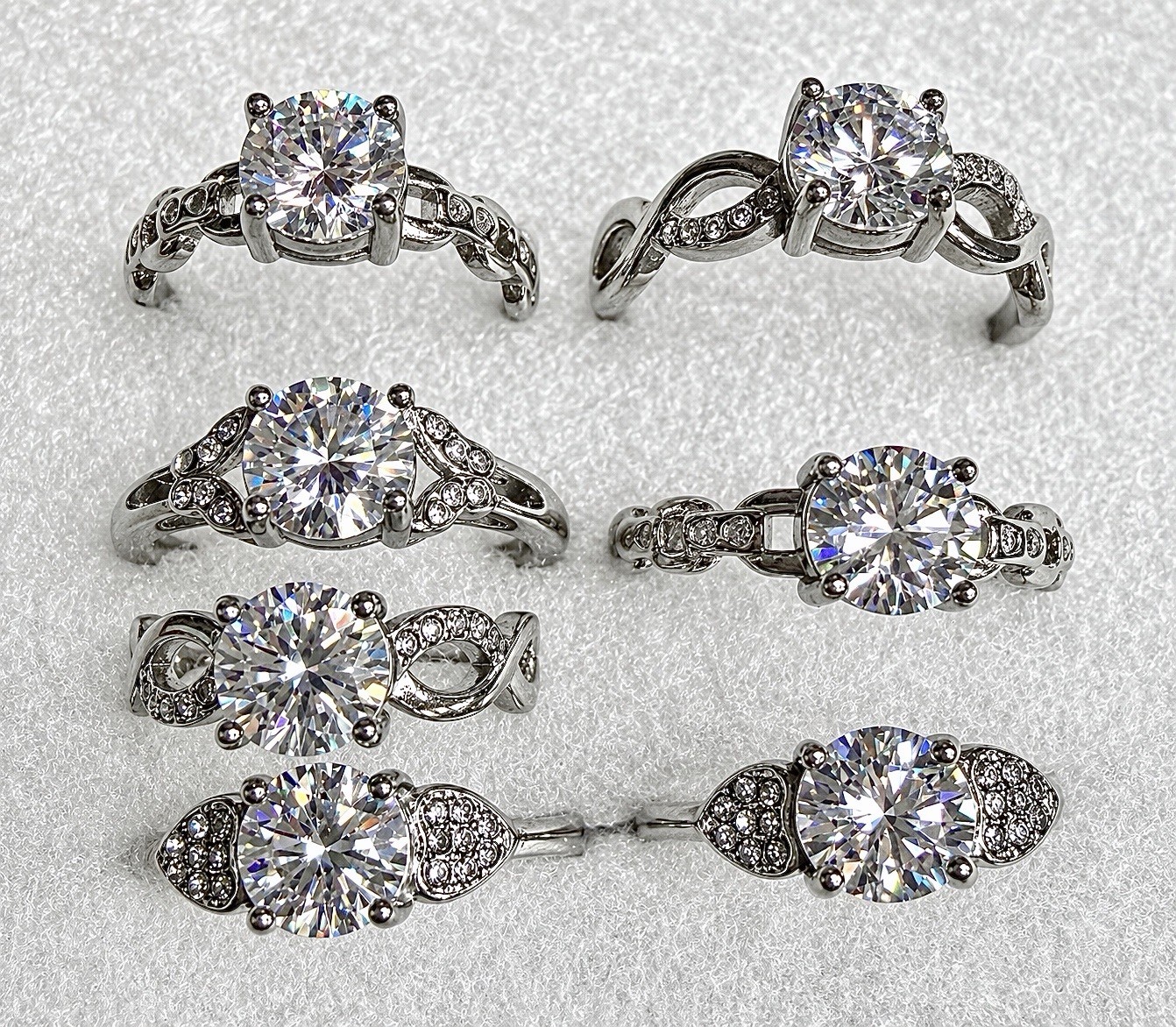 Wholesale Lot 7 Pcs Natural Moissanite Stainless Steel(316) rings 4mm