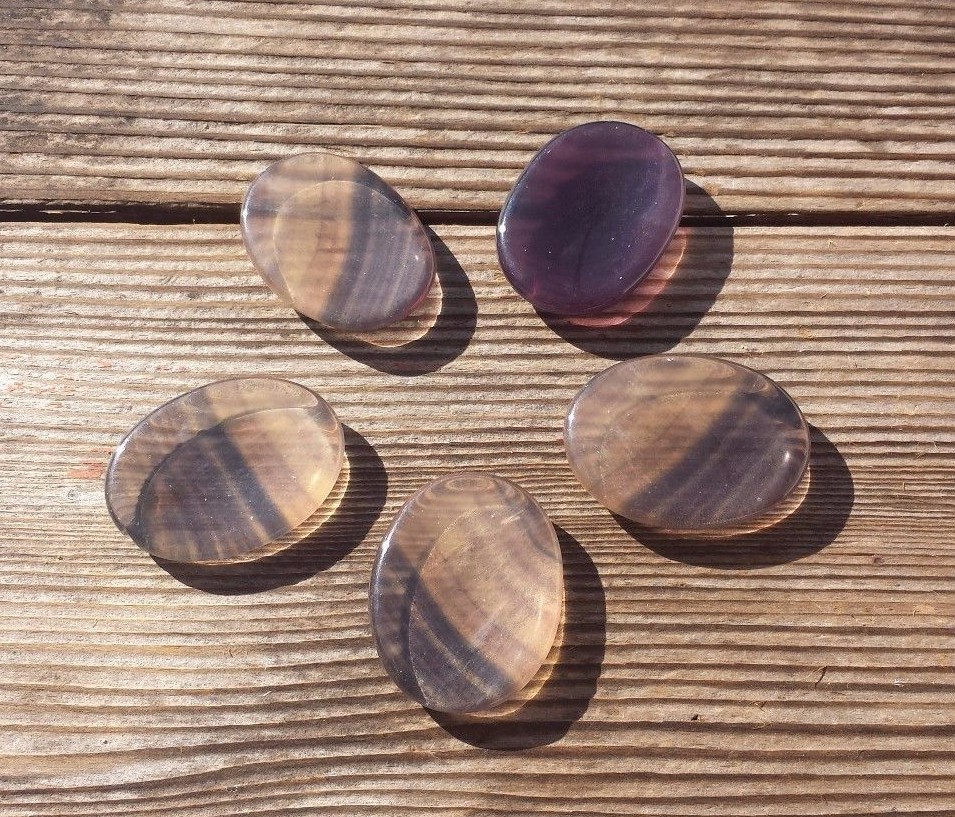 NATURAL FLUORITE GEMSTONE WORRY STONE (ONE)