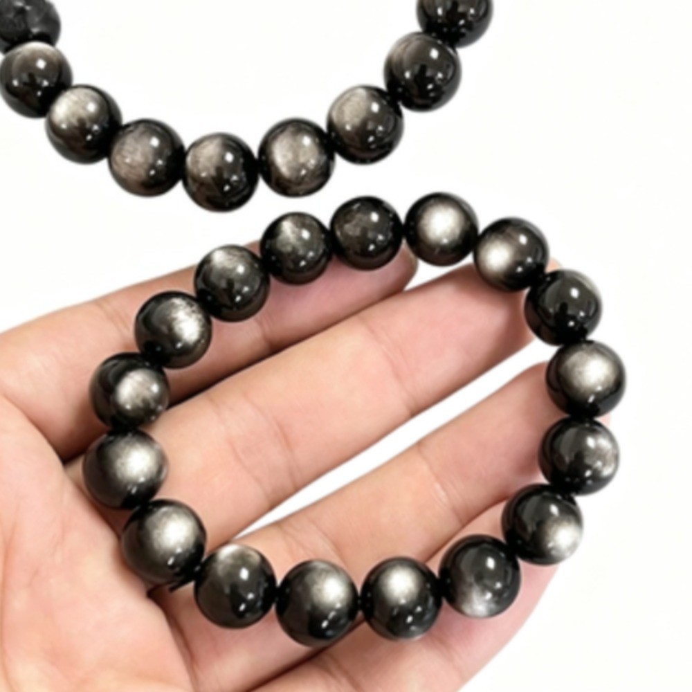 Natural Gold & Silver Obsidian Bracelet Energy Healingstone Fashion Jewelry Gift